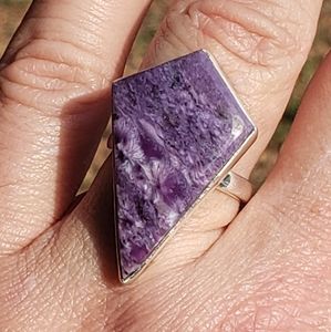 Charoite Kite Shape Ring - 925 Silver